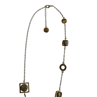 Rhyolite Brass Chain Link Pendant Necklace with Lobster Clasp-Necklaces- Creative Jewelry by Marcia